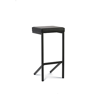 Kubik Sgabello impilabile, Ecopelle, Struttura nera, Sedile nero Kubik Sgabello impilabile, Ecopelle, Struttura nera, Sedile nero