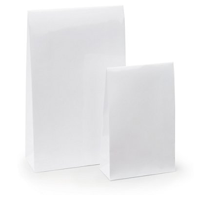 Lackpapier-Beutel mit Haftklebeverschluss weiß 140 x 55 x 230 mm - 1