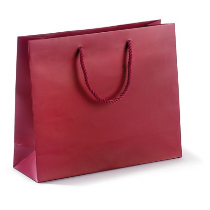 Lackpapiertasche matt  - rot -  12x41x10 cm - 1-farbiger Druck: vorne / hinten