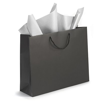 Lackpapiertasche matt  - schwarz -  41x30x12 cm - 1-farbiger Druck: vorne / hinten