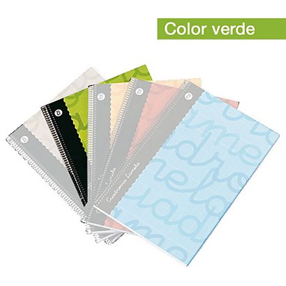 Lamela Cuaderno, 4º, pauta cuadrovía 4 mm, 80 hojas, cubierta blanda cartón plastificado, verde