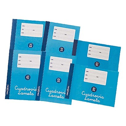 Lamela Cuaderno básico, 4º apaisado, cuadrovía cuadrícula 6 x 6 mm, 16 hojas, cubierta blanda cartón, azul