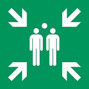 Lámina autoadhesiva de señal de rescate "Punto de reunión" 200 x 200 mm verde Lámina autoadhesiva de señal de rescate "Punto de reunión" 200 x 200 mm verde
