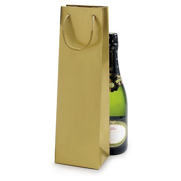 Laminated bottle gift bags, white, 100x100x400mm, pack of 25 - 2