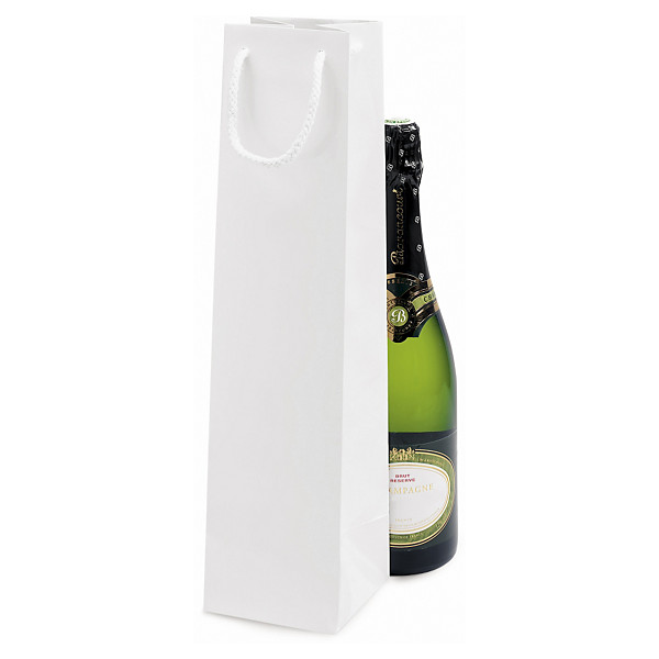 Laminated bottle gift bags, white, 100x100x400mm, pack of 25 - 1