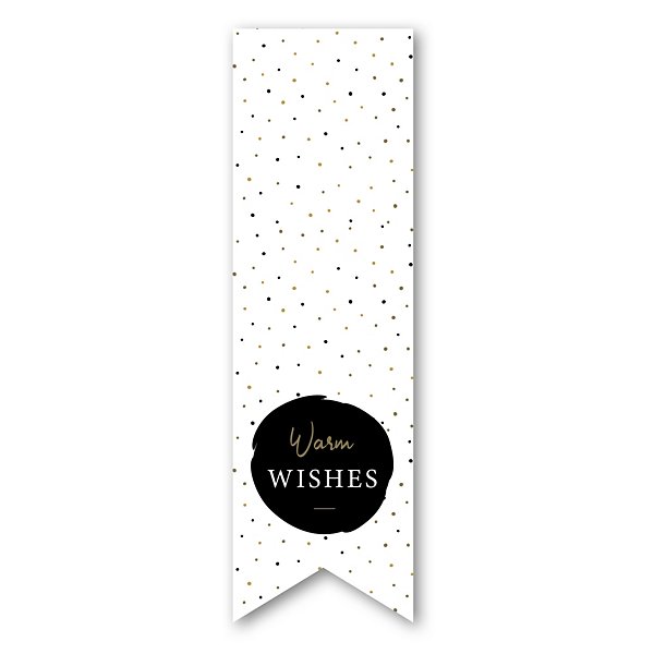 Langwerpige sluitsticker Engelse boodschap "Warm wishes" - 2