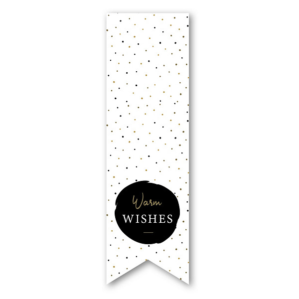 Langwerpige sluitsticker Engelse boodschap "Warm wishes" - 1