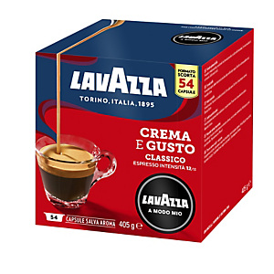 Lavazza A Modo Mio Crema e Gusto, Capsule per caffè Espresso, Tostatura media, 54 dosi, 405 g (confezione 54 capsule) Lavazza A Modo Mio Crema e Gusto, Capsule per caffè Espresso, Tostatura media, 54 dosi, 405 g (confezione 54 capsule)