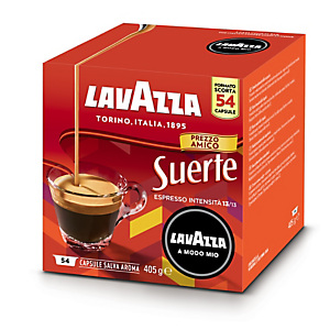 Lavazza A Modo Mio, Suerte, Capsule per caffè Espresso, Tostatura scura, 54 dosi, 405 g (confezione 54 capsule) Lavazza A Modo Mio, Suerte, Capsule per caffè Espresso, Tostatura scura, 54 dosi, 405 g (confezione 54 capsule)