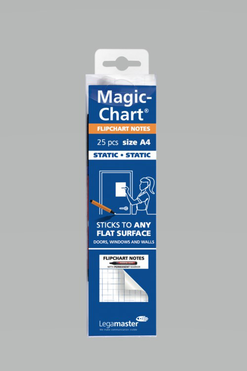 Legamaster Feuilles d'écriture électrostatiques Magic-Chart 60 x 80 cm - 25 feuilles quadrillées et 1 marqueur permanent Edding 330