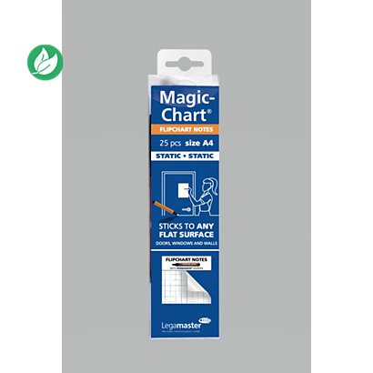 Legamaster Feuilles d'écriture électrostatiques Magic-Chart 60 x 80 cm - 25 feuilles quadrillées et 1 marqueur permanent Edding 330 - 1