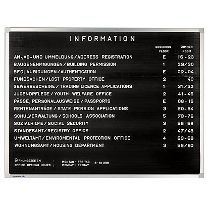 LEGAMASTER Lavagna informativa PREMIUM, Superficie in gomma nera, Cornice in alluminio grigio chiaro, 60 x 12 x 40 cm - 1