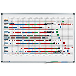 LEGAMASTER Planning annuel mural magnétique PREMIUM, format 53 semaines, surface en acier laqué, cadre en aluminium anodisé, 900 x 600 mm, blanc