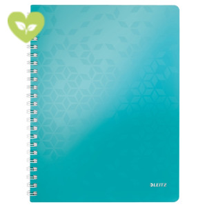 LEITZ Blocco spiralato WOW A4, 80 fogli a quadretti 5 mm, Copertina in polipropilene, Acquamarina LEITZ Blocco spiralato WOW A4, 80 fogli a quadretti 5 mm, Copertina in polipropilene, Acquamarina