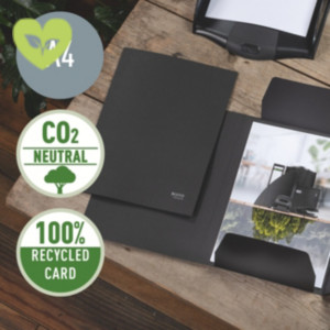 LEITZ Cartella a 3 lembi, Recycle Zero emissioni CO2, Carta riciclata, Nero (confezione 10 pezzi)