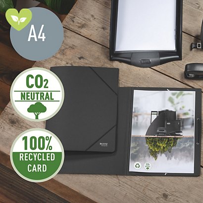 LEITZ Cartella con elastici angolari Recycle Zero emissioni CO2, Carta riciclata, Nero - 1