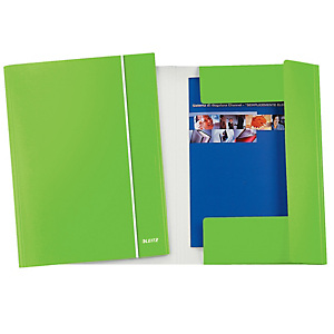 LEITZ Cartella con elastico WOW - cartoncino plastificato - 3 lembi - 25x35 cm - verde lime