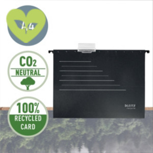 LEITZ Cartelle sospese Alpha® Recycle Zero emissioni CO2, Per cassetti, Nero (confezione 10 pezzi)