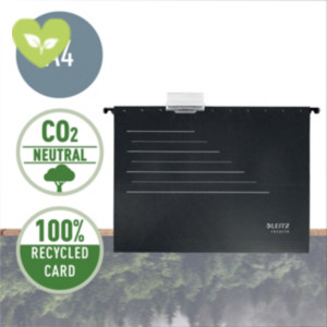 LEITZ Cartelle sospese Alpha® Recycle Zero emissioni CO2, Per cassetti, Nero (confezione 10 pezzi)