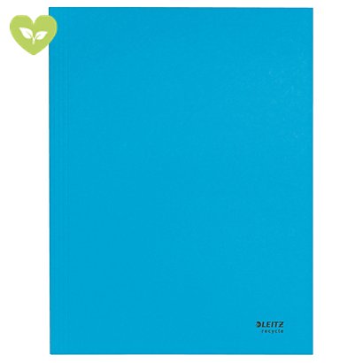LEITZ Cartellina a 3 lembi Recycle Zero emissioni CO2, Carta riciclata, Blu (confezione 10 pezzi) - 1