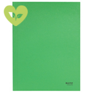 LEITZ Cartellina a 3 lembi Recycle Zero emissioni CO2, Carta riciclata, Verde (confezione 10 pezzi)