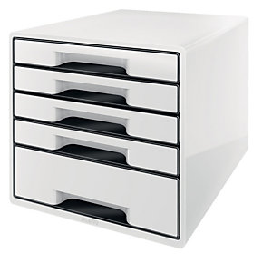 LEITZ Cassettiera Drawer Cabinet Cube 5 - 28,7 x 27 x 36,3 cm - bianco