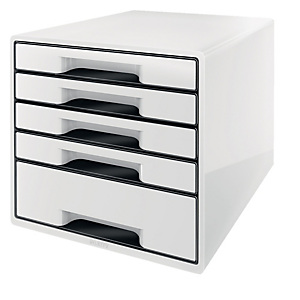 LEITZ Cassettiera Drawer Cabinet Cube 5 - 28,7x27x36,3 cm - bianco - Leitz LEITZ Cassettiera Drawer Cabinet Cube 5 - 28,7x27x36,3 cm - bianco - Leitz