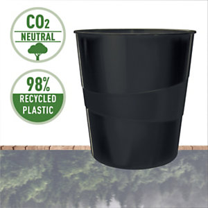 LEITZ Cestino gettacarte Recycle Zero emissioni CO2, 98% plastica riciclata, Nero