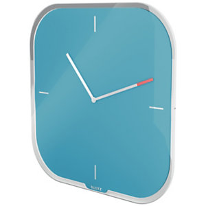 Leitz Cosy Reloj de pared de cristal silencioso, 300 x 300 mm, azul calma