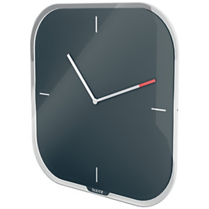 Leitz Cosy Reloj de pared de cristal silencioso, 300 x 300 mm, gris terciopelo Leitz Cosy Reloj de pared de cristal silencioso, 300 x 300 mm, gris terciopelo
