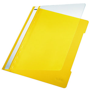 Leitz Dossier fástener plástico con tarjetero, A4, polipropileno, 120 hojas, amarillo