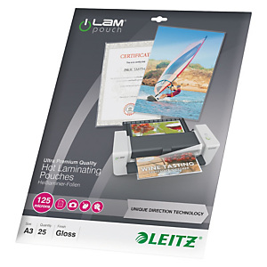 Leitz iLam Fundas de plastificación, A3, 125 micras Leitz iLam Fundas de plastificación, A3, 125 micras