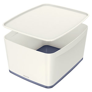 Leitz MyBox® Contenitore multiuso Large, Plastica, Senza BPA, Bianco e grigio, 318 x 385 x 198 mm