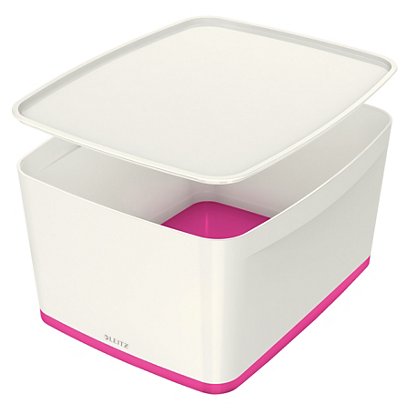 Leitz MyBox® Contenitore multiuso Large, Plastica, Senza BPA, Bianco e rosa, 318 x 385 x 198 mm - 1