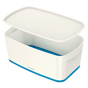 Leitz MyBox® Contenitore multiuso Small, Plastica, Senza BPA, Bianco e blu, 318 x 191 x 128 mm