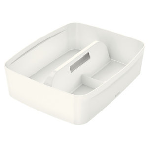 Leitz MyBox® Vassoio organizer con maniglia Large, Plastica, Senza BPA, Bianco, 307 x 375 x 101 mm