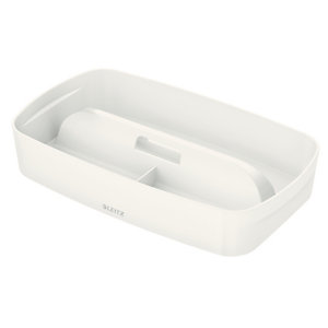 Leitz MyBox® Vassoio Organizer con maniglia Small, Plastica, Senza BPA, Bianco, 307 x 181 x 56 mm