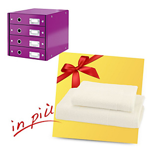 Leitz Offerta Cassettiera Click & Store Viola + 1 Set Asciugamani COMPRESO NEL PREZZO Leitz Offerta Cassettiera Click & Store Viola + 1 Set Asciugamani COMPRESO NEL PREZZO