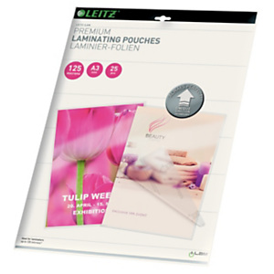 LEITZ Pouches per plastificatrice a caldo con tecnologia UDT, A3, Finitura Lucida, 125 µm (confezione 25 pezzi) LEITZ Pouches per plastificatrice a caldo con tecnologia UDT, A3, Finitura Lucida, 125 µm (confezione 25 pezzi)