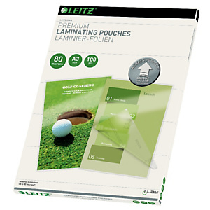 LEITZ Pouches per plastificatrice a caldo con tecnologia UDT, A3, Finitura Lucida, 80 µm (confezione 100 pezzi) LEITZ Pouches per plastificatrice a caldo con tecnologia UDT, A3, Finitura Lucida, 80 µm (confezione 100 pezzi)