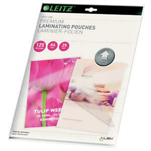 LEITZ Pouches per plastificatrice a caldo con tecnologia UDT, A4, Finitura Lucida, 125 µm (confezione 25 pezzi) LEITZ Pouches per plastificatrice a caldo con tecnologia UDT, A4, Finitura Lucida, 125 µm (confezione 25 pezzi)