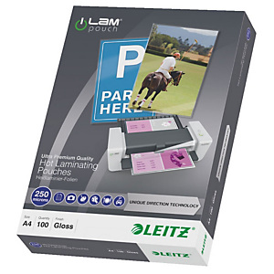 LEITZ Pouches per plastificatrice a caldo con tecnologia UDT, A4, Finitura Lucida, 250 µm (confezione 100 pezzi) LEITZ Pouches per plastificatrice a caldo con tecnologia UDT, A4, Finitura Lucida, 250 µm (confezione 100 pezzi)