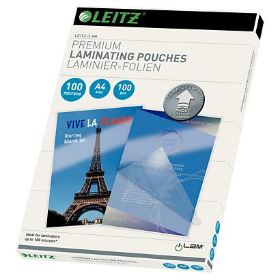 LEITZ Pouches per plastificatrici a caldo con tecnologia UDT, A4, 2 x 100 µ, Trasparente (confezione 100 pezzi)