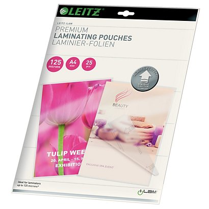 LEITZ Pouches per plastificatrici a caldo con tecnologia UDT, A4, 2 x 125 µ, Trasparente (confezione 25 pezzi)