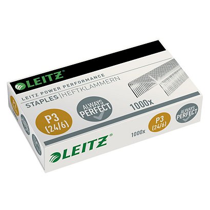 Leitz Power Performance P3 (24/6) Punti metallici, In acciaio, Lunghezza gamba 6 mm, Capacità di cucitura 30 fogli, Confezione da 1000 (confezione 1.000 pezzi) - 1