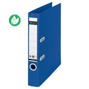 Leitz Recycle Classeur à levier A4 180° - Carton 100% recyclé et recyclable - Dos 5 cm - Bleu