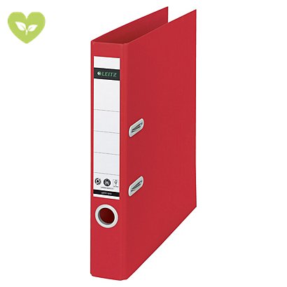 LEITZ Registratore archivio con meccanismo a leva 180° Recycle, Formato Commerciale, Dorso 5,5 cm, Rosso - 1