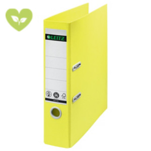 LEITZ Registratore archivio con meccanismo a leva 180° Recycle, Formato Commerciale, Dorso 8 cm, Giallo