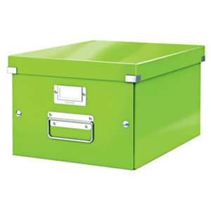 LEITZ  Scatola archivio A4 Click & Store, Cartone, Coperchio removibile, 28,1 x 37 x 20 cm, Verde Lime