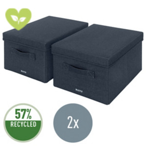 LEITZ Scatola Pieghevole M con coperchio, Tessuto e cartone riciclato, 28,5 x 38 x 20,3 cm, Grigio Velluto (confezione 2 pezzi) LEITZ Scatola Pieghevole M con coperchio, Tessuto e cartone riciclato, 28,5 x 38 x 20,3 cm, Grigio Velluto (confezione 2 pezzi)
